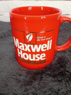 Maxwell House Red Coffee‎ Mug With Gold Trim Ceramic Vintage Collectible 1990s